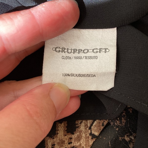 VINTAGE | Emanuel by Emanual Ungaro 100% Silk brown & black mosaic midi skirt - Picture 14 of 15